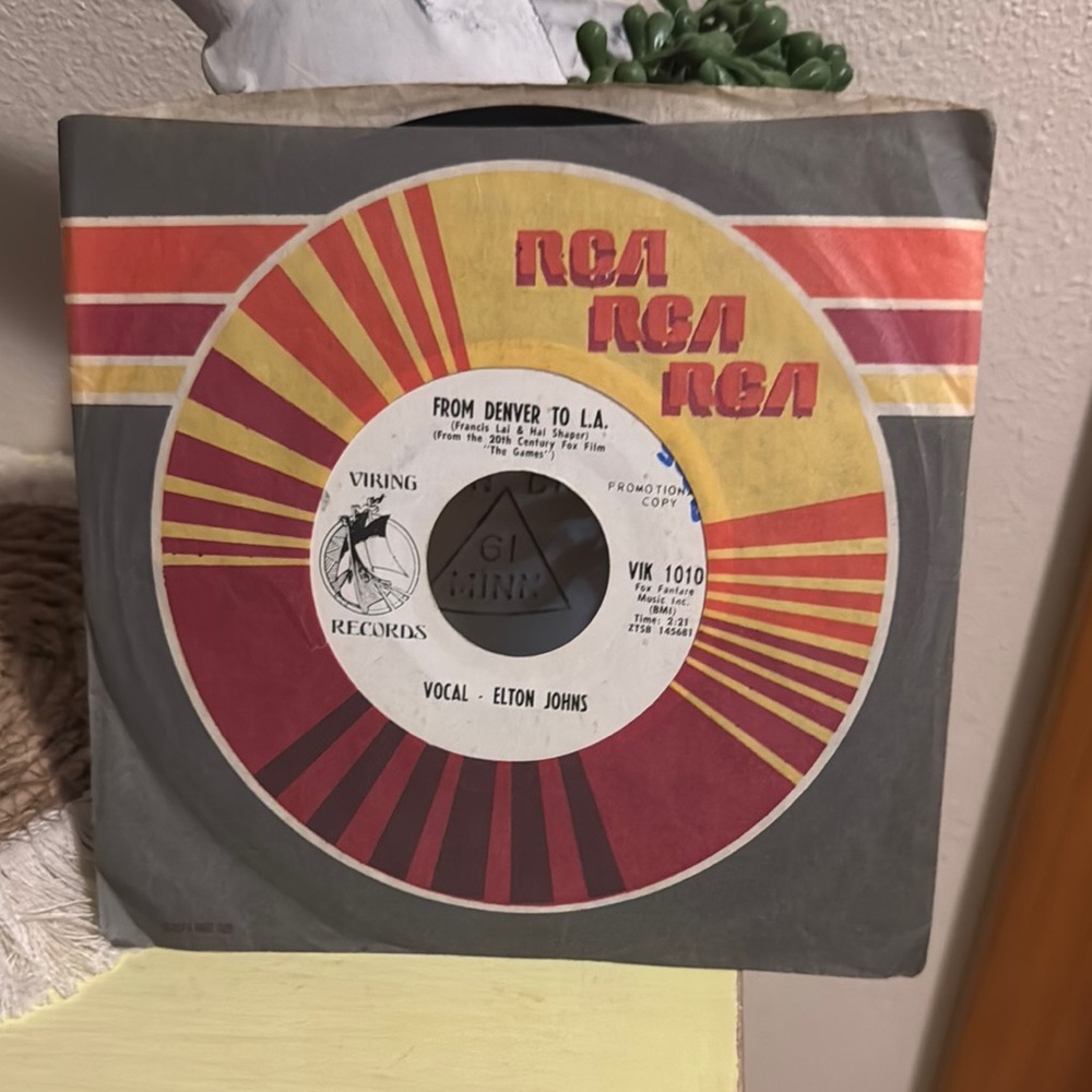 1970 Elton John From Denver to LA RCA 45 Vinyl Record